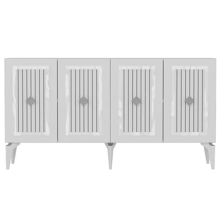 Konsolbord Hanah Home Nora Vit Silver Spånskiva 150x79x40 cm - Byråer och skåp - 8683742835851 - 1