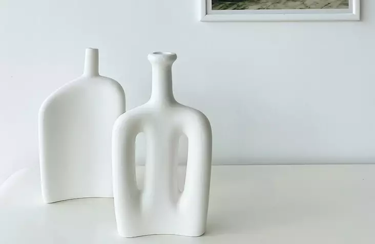 Vas Set Aberto Design CY0151 Vit Keramik 15x4x19 cm 15x5x27 cm - Hängande blomkrukor och vaser - 8684282979401 - 1