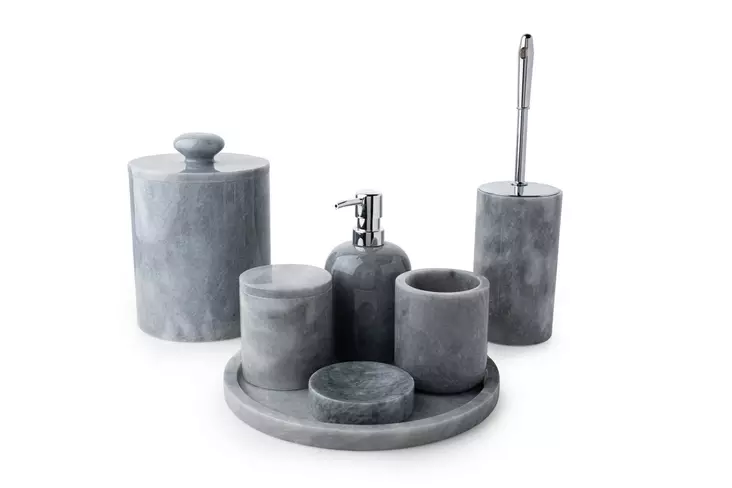 Badrumsset Mijölnir Grå 100% Verona Grå Marmor 27 cm & 9x12 cm & 9x10 cm & 16x20 cm & 9x17 cm - Badrumstillbehör - 8684283055401 - 1