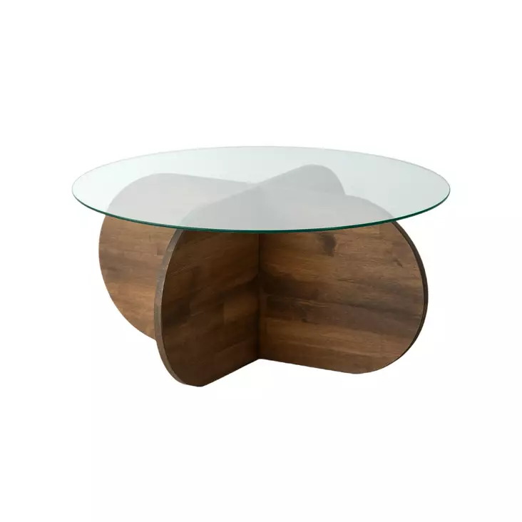 Soffbord Hanah Home Bubble Wood Valnöt Härdat Glas Massiv Furu 75x35x75 cm - Soffbord - 8684282140191 - 1