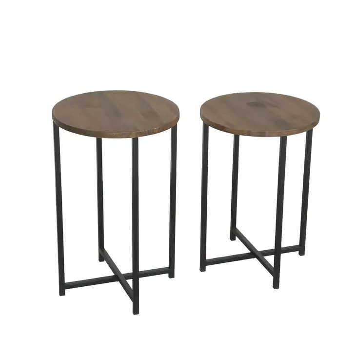 Soffbord Hanah Home Neta Set Valnöt Massiv Furu 35x55x35 cm 35x50x35 cm - Soffbord - 8683743040841 - 1