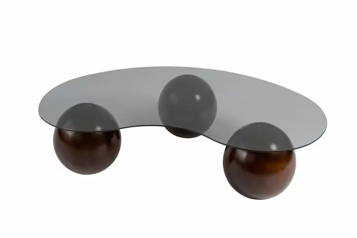 Soffbord Hanah Home Sphere Valnöt Grå Härdat Glas Polyuretan 120x30x70 cm - Soffbord - 8684283728701 - 1