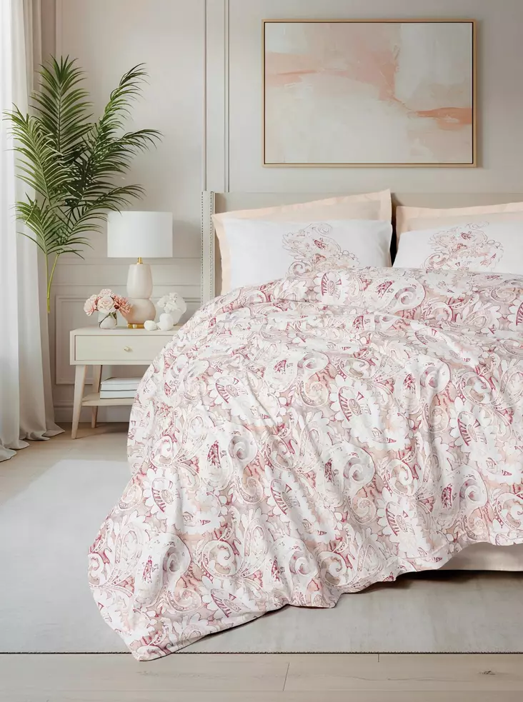 Påslakanset Ranforce för enkelsäng, laxrosa, 160 x 220 cm, mjukt, hållbart - Lakan och örngott - 8684283716081 - 1