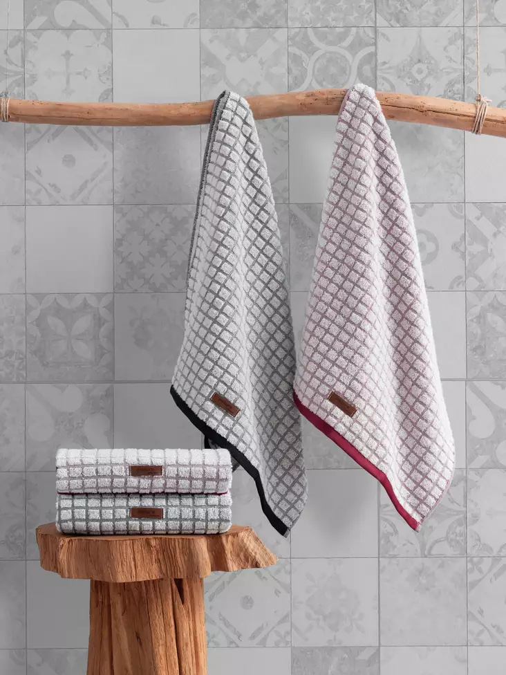 Handduk Set Mijölnir Svart Vit Grå Rosa 75% Bomull 25% Polyester 50x90 cm - Handdukar - 8683743425891 - 1