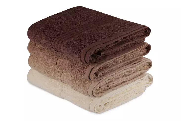 Badrumshandduk Set Mijölnir Krämvit Beige Brun 100% Bomull 70x140 cm 4 Delar - Handdukar - 8681181534281 - 1