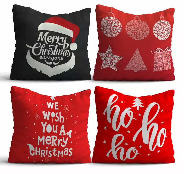 Prydnadskudde Set Aberto Design NYXMAS09 Flerfärgad Bomull Polyester 43x43 cm - Prydnadskuddar - 8683342388191 - 1