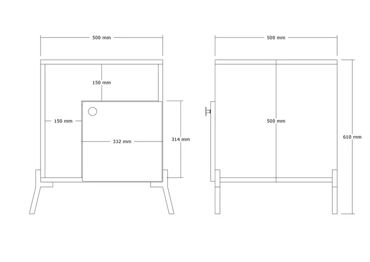 Sängbord Hanah Home Hazal Ek Spånskiva 50x50x61 cm - Nattduksbord - 8683743420711 - 1