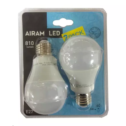 Airam LED normallampa 9,5W E27 2 st - Lampor och lysrör - 6435200214942 - 1