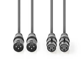 Balanserad ljudkabel | 2x XLR 3-Pin Hane | 2x XLR 3-Pin Hona | Nickelplaterad | 1.50 m | Rund | PVC | Mörkgrå | Kartonghylsa - Ljudkablar - 5412810295692 - 2