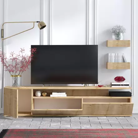 TV-bänk Hanah Home Alika Ek Spånskiva 180x45x35 cm - TV-bänkar - 8683342484732 - 2