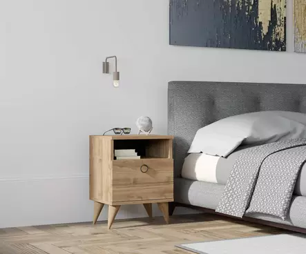 Sängbord Hanah Home Barlo Valnöt Spånskiva 40x50x40 cm - Nattduksbord - 8681875809312 - 1