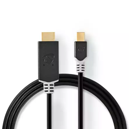 Mini Displayport-kabel | DisplayPort 1.4 | Mini DisplayPort Hane | HDMI Kontakt | 48 Gbps | Guldplaterad | 2.00 m | Rund | PVC | Antracit | Plastpåse - Dator och nätverk - 5412810322732 - 1