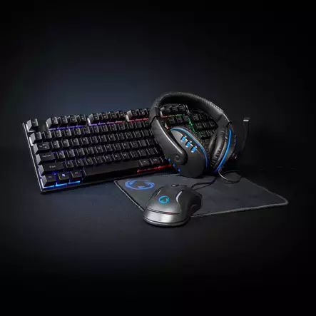 Gaming Combo Kit | 5-i-1 | Tangentbord, headset, mus och musmatta | Svart | QWERTY | US Layout - Spelprodukter - 5412810411382 - 1