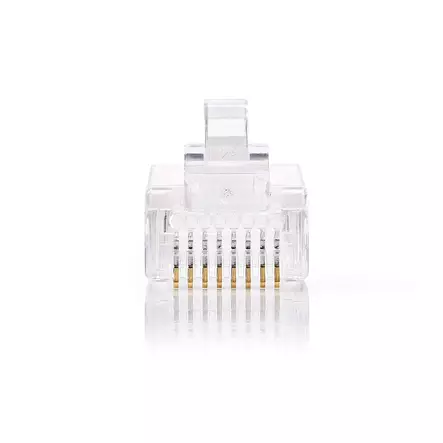 RJ45-kontakt | Hane | Strandad UTP CAT5 | Rak | Guldplaterad | 10 st. | Polycarbonate | Transparent | Låda - Dator och nätverk - 5412810424702 - 10