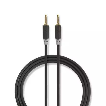 Stereoljudkabel | 3.5 mm Hane | 3.5 mm Hane | Guldplaterad | 2.00 m | Rund | Antracit | Låda - Ljudkablar - 5412810264902 - 1