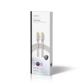 USB-kabel | USB 3.2 Gen 1 | USB-C Hane | USB-C Hane | 60 W | 4K@60Hz | 5 Gbps | Guldplaterad | 2.00 m | Rund | Flätad / Nylon | Aluminium | Kartong med täckt fönster - Dator och nätverk - 5412810262892 - 2