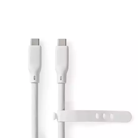 USB-kabel | USB 3.2 Gen 2 | USB-C Hane | USB-C Hane | 240 W | 8K@30Hz | 20 Gbps | Nickelplaterad | 1.00 m | Rund | Silikon | Vit | Låda - Dator och nätverk - 5412810418022 - 2