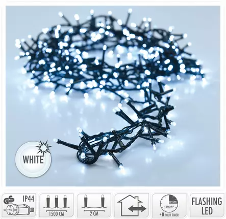 Snake LED ljusslinga 750 kallvita LED-lampor, timer och blinkande ljus, 15m för inomhus- och utomhusbruk - Ljusslingor - 8721037682152 - 1