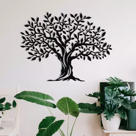 Väggdekor Metall Wallity Yaprak Dokumu Svart Metall 69x52 cm - Dekorationer, prydnadsföremål - 8682870865402 - 2
