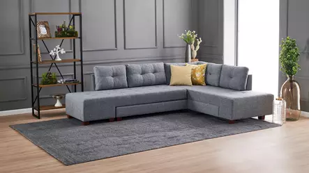 Hörnbäddsoffa Atelier del Sofa Manama Grå Polyester 280x206x85 cm - Soffor - 8681875114232 - 2