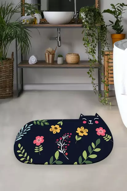 Badrumsmatta, flerfärgad, 80 x 140 cm, antibakteriell, halkfri - Badrumsmattor och våtrumsmattor - 8683743999132 - 1