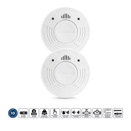 Rökdetektor med 10 års drifttid för batteri och sensor 2-pack Vit - Brandvarnare och kolmonoxidvarnare - 8711902089452 - 1