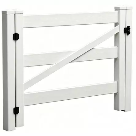 Ranch häststaket enkelbladigt portelementsystem med 152 cm höga stolpar, vit PVC - Staket och stängselnät - 6438014430652 - 1