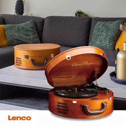 Retro skivspelare med 2 inbyggda högtalare Brun - Skivspelare och nålar - 8711902034742 - 5