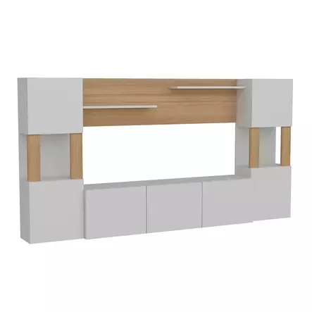 TV-bänk Hanah Home Lore Vit Teak Spånskiva 160x125x31,5 cm - TV-bänkar - 8681181980262 - 1