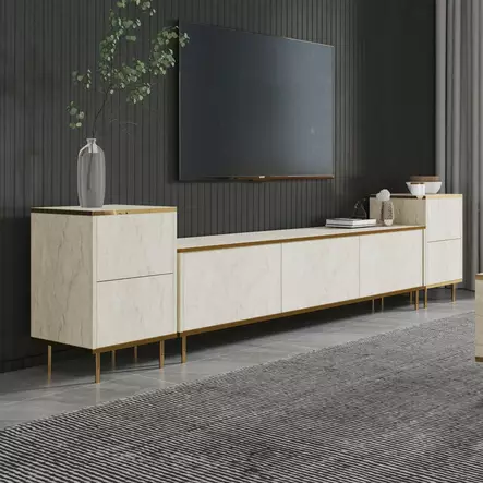 TV-bänk Hanah Home Imaj Travertine Spånskiva 180x45,2x35 cm 40x60x35 cm - TV-bänkar - 8684283033232 - 2