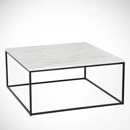 Soffbord Hanah Home Poly Marmo Vit Svart Spånskiva 75x43x75 cm - Soffor - 8681875560022 - 2