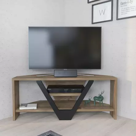 TV-bänk Hanah Home Karin Valnöt Svart Spånskiva 90x35x36,8 cm - TV-bänkar - 8683743121182 - 2