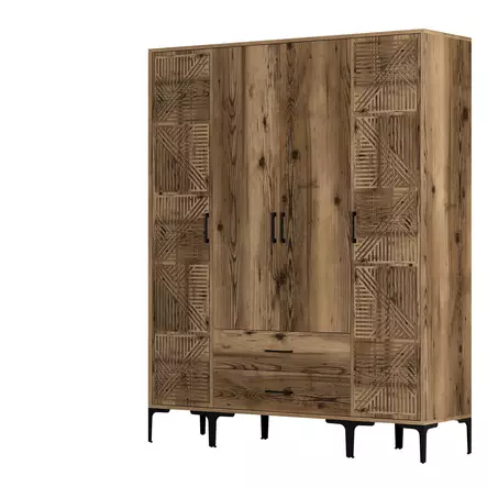 Garderob Hanah Home Kumsal PTP Valnöt Spånskiva 160x47,5x201,4 cm - Garderober - 8684282089452 - 1