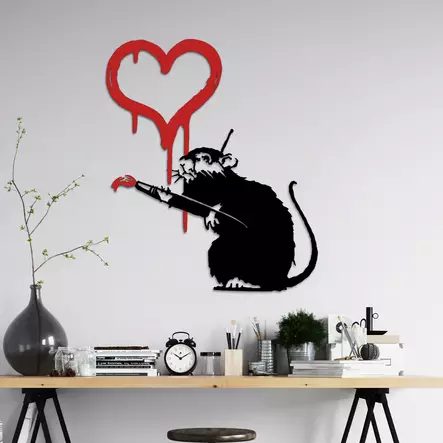 Väggdekor Metall Wallity Banksy Metal Vit Metall 60x70 cm - Dekorationer, prydnadsföremål - 8684282419082 - 2