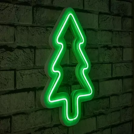 LED Väggdekor Wallity Christmas Pine Grön Plast 21x30 cm - Ljussmycken och ljusfigurer - 8683342217392 - 2
