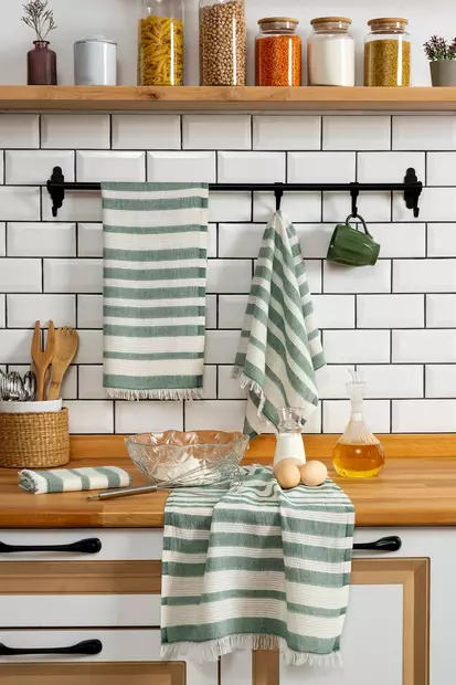 Handdukset Hermia Bella Grön Bomull 4 Delar - Kökstextilier - 8684282851202 - 1