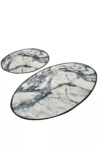 Badrumsmatta Set Mijölnir Flerfärgad 100% Polyester Antibakteriell Halkfri Maskintvättbar 50x60 cm & 60x100 cm - Badrumsmattor och våtrumsmattor - 8681875666342 - 1
