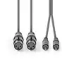 Balanserad ljudkabel | 2x XLR 3-Pin Hona | 2x RCA Hane | Nickelplaterad | 3.00 m | Rund | PVC | Mörkgrå | Kartonghylsa - Ljudkablar - 5412810295852 - 10