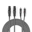 Balanserad ljudkabel | 2x XLR 3-Pin Hona | 2x RCA Hane | Nickelplaterad | 3.00 m | Rund | PVC | Mörkgrå | Kartonghylsa - Ljudkablar - 5412810295852 - 1