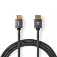 High Speed HDMI kabel med Ethernet | HDMI Kontakt | HDMI Kontakt | 4K@60Hz | ARC | 18 Gbps | 3.00 m | Rund | Bomull | Grått Med Metall | Kartong med täckt fönster - HDMI-kablar - 5412810318902 - 1
