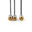 Subwoofer Kabel | RCA Hane | 2x RCA Hane | Guldplaterad | 3.00 m | Rund | 4.5 mm | Grå / Grått Med Metall | Kartong med täckt fönster - Ljudkablar - 5412810324422 - 3