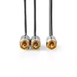Subwoofer Kabel | RCA Hane | 2x RCA Hane | Guldplaterad | 3.00 m | Rund | 4.5 mm | Grå / Grått Med Metall | Kartong med täckt fönster - Ljudkablar - 5412810324422 - 10