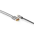 Subwoofer Kabel | RCA Hane | 2x RCA Hane | Guldplaterad | 3.00 m | Rund | 4.5 mm | Grå / Grått Med Metall | Kartong med täckt fönster - Ljudkablar - 5412810324422 - 40