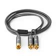 Subwoofer Kabel | RCA Hane | 2x RCA Hane | Guldplaterad | 3.00 m | Rund | 4.5 mm | Grå / Grått Med Metall | Kartong med täckt fönster - Ljudkablar - 5412810324422 - 11