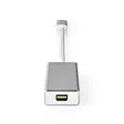 USB-C Adapter | USB 3.2 Gen 1 | USB-C Hane | Mini DisplayPort Hona | 0.20 m | Rund | Guldplaterad | Flätad / Nylon | Silver | Kartong med täckt fönster - Dator och nätverk - 5412810331772 - 20