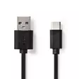 USB-kabel | USB 2.0 | USB-C Hane | USB-A Hane | 15 W | 480 Mbps | Nickelplaterad | 2.00 m | Rund | PVC | Svart | Låda - Dator och nätverk - 5412810329502 - 1