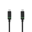 USB-kabel | USB 3.2 Gen 1 | USB-C Hane | USB-C Hane | 60 W | 4K@60Hz | 5 Gbps | Nickelplaterad | 2.00 m | Rund | PVC | Svart | Låda - Dator och nätverk - 5412810401192 - 1
