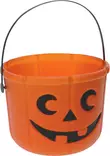 Halloween pumpahink orange 18x14cm lätt plast svart handtag barnens godiskorg för fest - Festdekorationer - 8721037605472 - 1