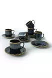 Kaffekoppar Set Hermia Svart Guld Keramik 12 Delar - Kaffe- och teserviser - 8684282992042 - 1