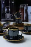 Kaffekoppar Set Hermia Svart Guld Keramik 12 Delar - Kaffe- och teserviser - 8684282992042 - 3